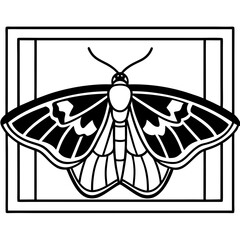 Minimalist Vector of Moth with Folded Wings on Windowsill