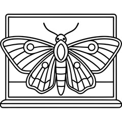 Minimalist Vector of Moth with Folded Wings on Windowsill
