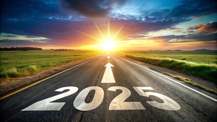 Road to 2025, new year concept background