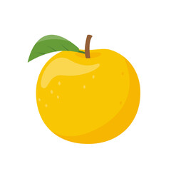 Yellow fresh apple fruit icon. Organic apple fruit for juice, smoothie or vitamin C healthy food. Vector icon illustration isolated on white background.