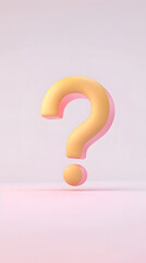 question mark yellow shiny glowing 3d art shape with pink shadow blender ui on solid white background UI graphic faq ask for help presentation frame layer geometric polygonal png