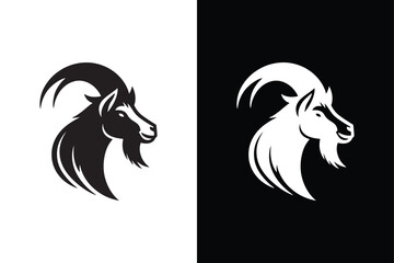 Goat Head Silhouette Victor Icon Black And White.