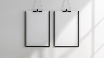 Two empty clipboards hanging on a wall, ready for notes or artwork.