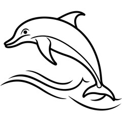 Kite Surfing Dolphin Line Art with Dynamic Motion