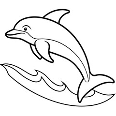 Kite Surfing Dolphin Line Art with Dynamic Motion