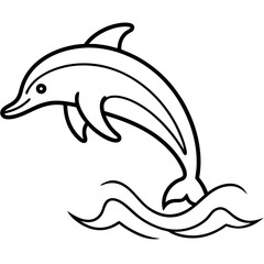 Kite Surfing Dolphin Line Art with Dynamic Motion