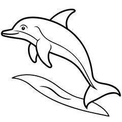 Kite Surfing Dolphin Line Art with Dynamic Motion