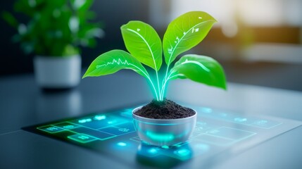 Digital agricultural platform showing live soil health metrics across various farm sections, futuristic holographic interface, [smart farming], [soil monitoring]