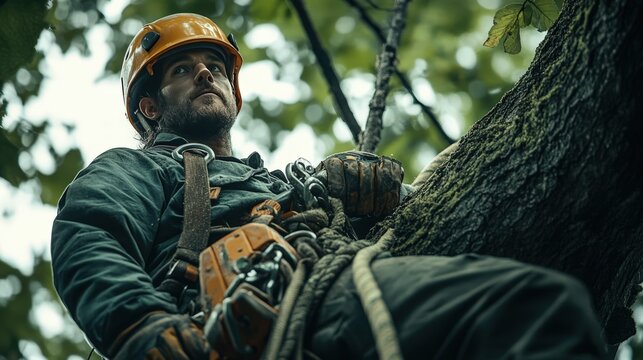 Tree Climber Safety Gear in Forest