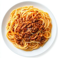 Spaghetti Bolognese with Parmesan Cheese on White Plate