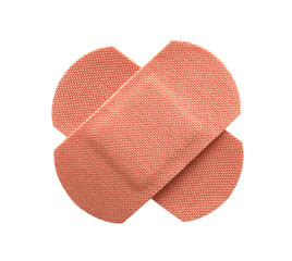 Medical adhesive bandages isolated on white, top view