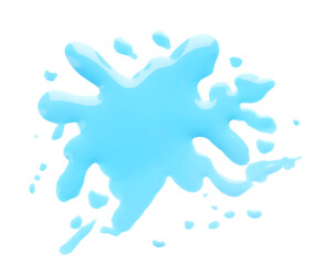 Blot of light blue printer ink isolated on white, top view