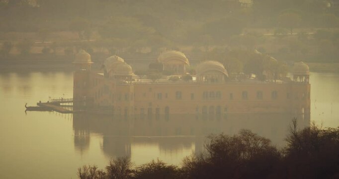 Jaipur, Rajasthan, India. Amer Fort Or Amber Fort, Amer Situated On Forested Hill. Maota Lake And Sheesh Mahal Or Mirror Palace. Sheesh Mahal Was Built By King Man Singh In 16th Century And Completed