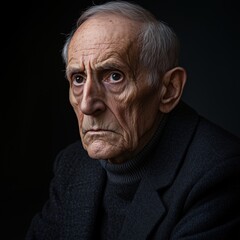 Obraz premium An elderly man contemplates quietly while observing the winter atmosphere of Boxing Day