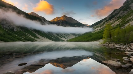 Misty Mountain Sunrise Reflections.