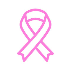 Icon illustration of a pink awareness ribbon symbolizing support, hope, and solidarity
