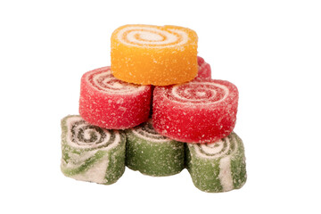 Jelly sweet candy roll isolated on a white background. Marmalade candy.
