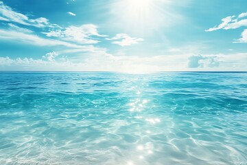 Obraz premium Calm Ocean, Blue Sky, Sunshine, Summer Vacation