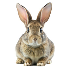 Fototapeta premium Cute Brown Rabbit Sitting Isolated on White Background