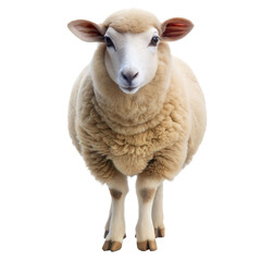 Fototapeta premium Cute Sheep Standing on White Background