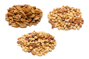 Pecan-nut isolated on white background.