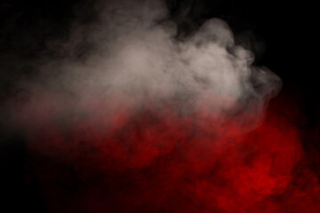 Orange and red steam on a black background.