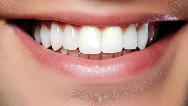 perfect male teeth close-up. Generative Ai