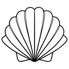 Symmetrical Scallop Shell with Radiating Ridge Lines - Vector Art