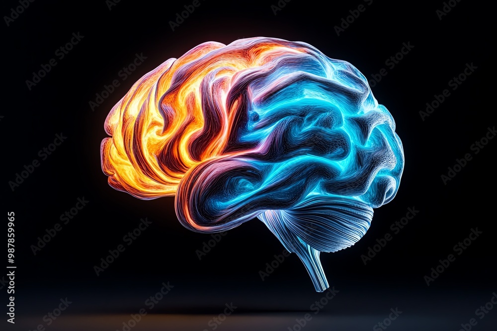 Aufkleber Abstract brain design, featuring swirling colors and flowing lines to symbolize creativity and thought processes