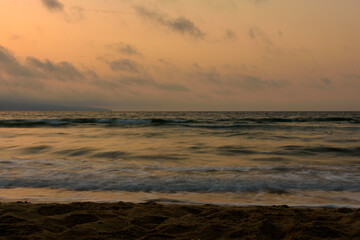 View at the stormy sea and dramatic sky