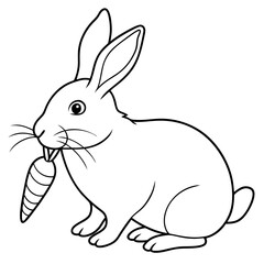 Obraz premium Intricate Line Art Rabbit Nibbling a Carrot