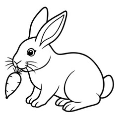 Intricate Line Art Rabbit Nibbling a Carrot