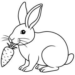 Intricate Line Art Rabbit Nibbling a Carrot