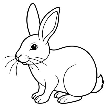 black and white rabbit sitting clip art preview
