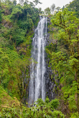View of Materuni waterfall at foot of mountain Kilimanjaro not far from the city Moshi, Tanzania