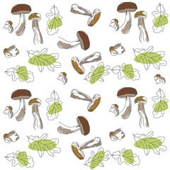 Vector image of a boletus mushroom. The most beautiful autumn time. The fruits of the forest. Eco pattern of mushrooms