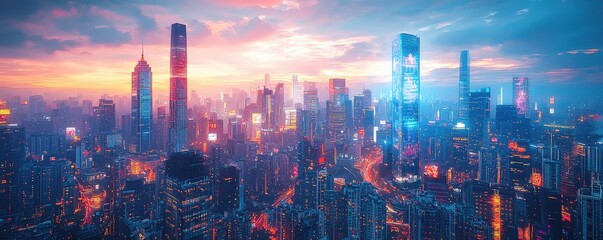 Awe-Inspiring Futuristic Cityscape at Sunset