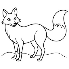 Fox in Snow Line Art with Tail Wrapped