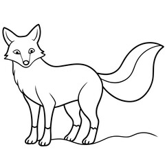 Fox in Snow Line Art with Tail Wrapped