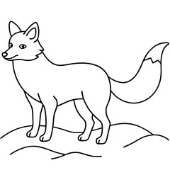 Fox in Snow Line Art with Tail Wrapped