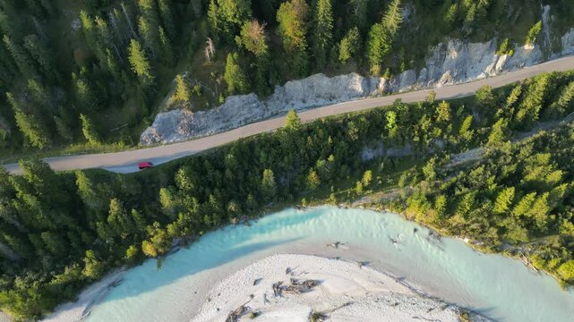 Aerial view of river bed in Vorderriss