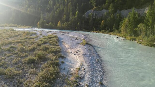 Aerial view of river bed in Vorderriss