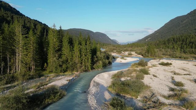 Aerial view of river bed in Vorderriss