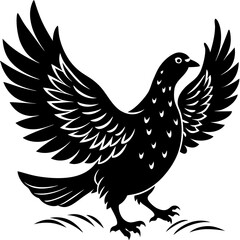 Partridge Silhouette in Flight Vector Art