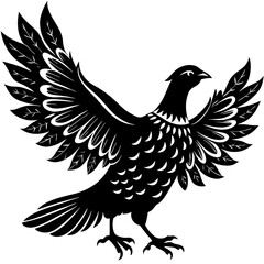 Partridge Silhouette in Flight Vector Art