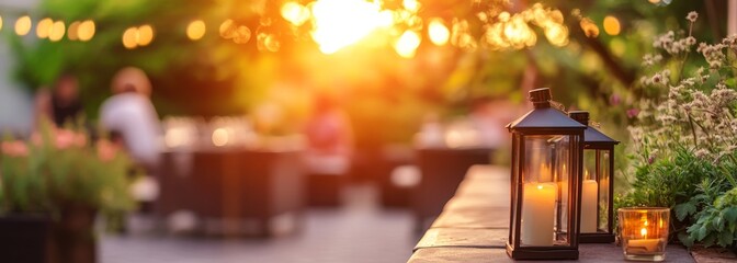 Home garden terrace with flashlight wallpaper background