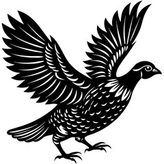 Partridge Silhouette in Flight Vector Art