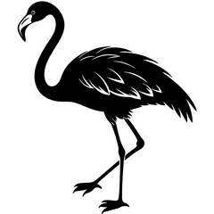 Flamingo Silhouette One Legged Tick Vector Black Art