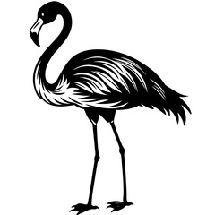 Flamingo Silhouette One Legged Tick Vector Black Art