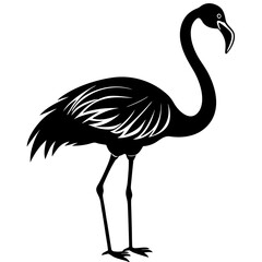 Obraz premium Flamingo Silhouette One Legged Tick Vector Black Art
